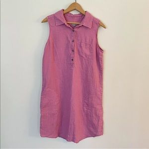 j jill 100% linen purple dress collared button up sleeveless Lagenlook Small